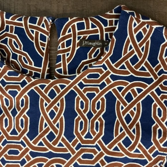 J McLaughlin Elegant Blue and White Patter Catalina Catalyst Dress Celtic Design - Picture 2 of 6